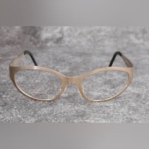 Vintage Y2K 200’s Elle Bright Brushed Gold 130mm Shiel Oval Club Frames